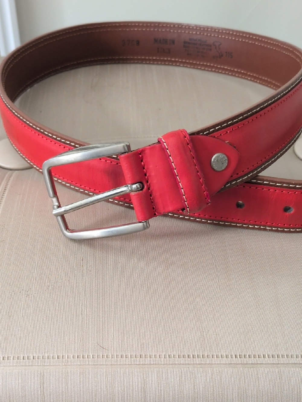 Red Leather Belt - Made in Italy
